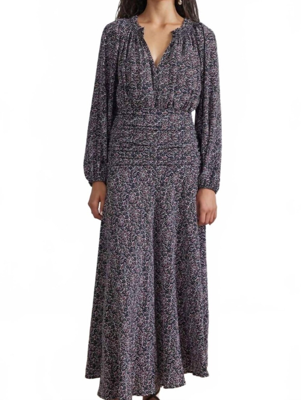 Apiece Apart Esparta Silk Maxi Dress In Night Garden Black